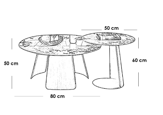 Iron, MDF and Marble wood Coffee Tables Set 2 Pieces - Gold and White