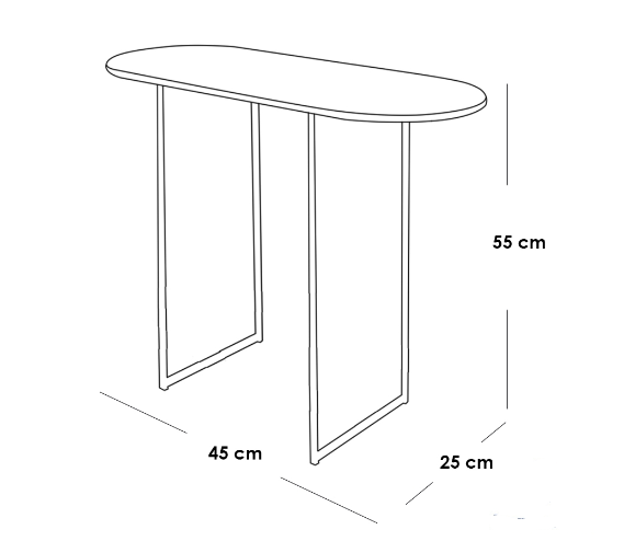 Iron, MDF and Marble wood Side Table White and Gold - 45x25x55 cm
