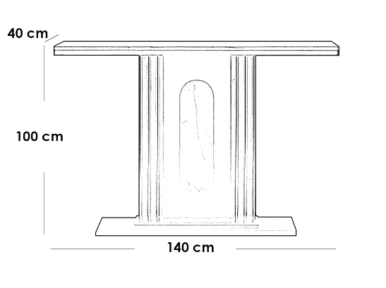 Iron, MDF and Marble wood Console White and Gold - 140x40x100 cm