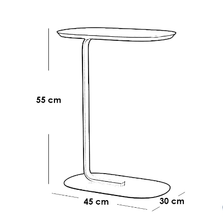 Iron and Mdf Wood Side Table Beige and White - 45x30x55 cm
