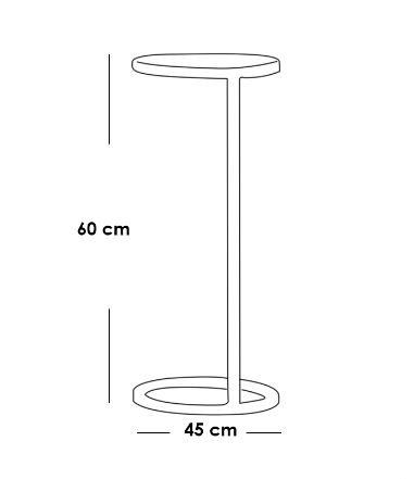 Iron, MDF and Marble wood Side Table Black and White - 45x45x60 cm