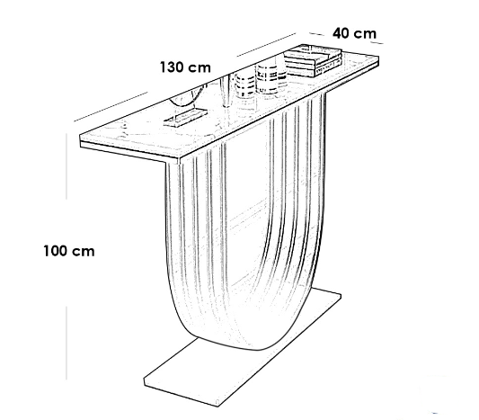 Iron, MDF and Marble wood Console White and Gold - 130x40x100 cm