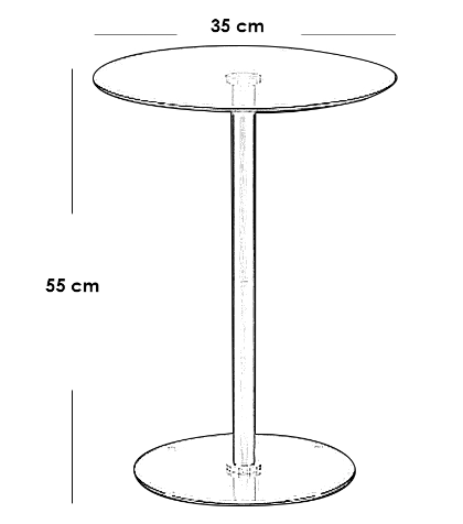 Iron and Transparent Glass Side Table Black - 35x35x55 cm
