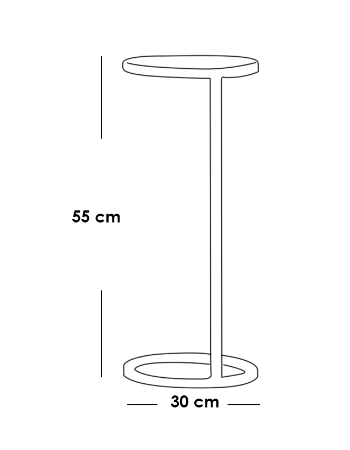 Iron and Mdf Wood Side Table Black and White - 30x30x55 cm