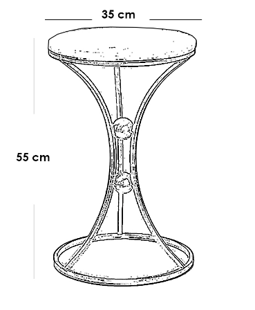 Iron, MDF and Marble wood Side Table Gold and White - 35x35x55 cm