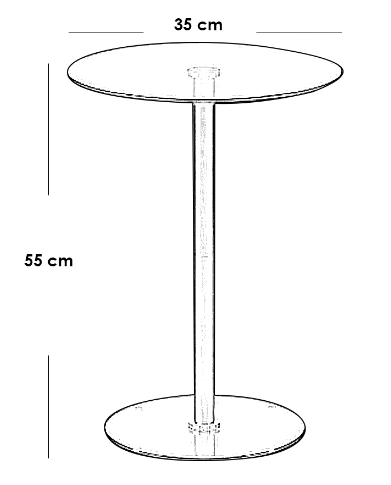 Iron and Glass Side Table Silver - 35x35x55 cm