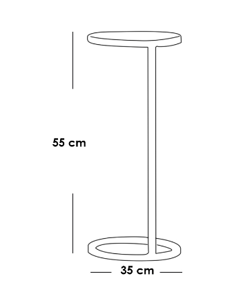 Iron and Alternative Marble Side Table Black - 35x35x55 cm