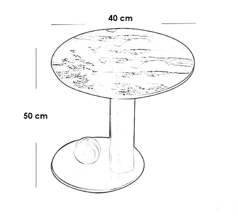 Iron, MDF and Marble wood Side Table White and Gold - 40x40x50 cm