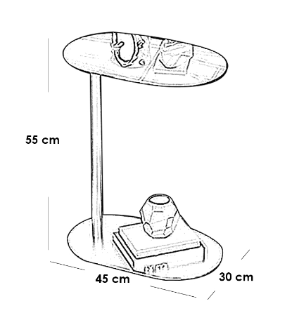 Iron and Alternative Marble Side Table Gold and Black - 45x30x55 cm