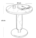 Iron and Alternative Marble Side Table Black and White - 45x45x60 cm
