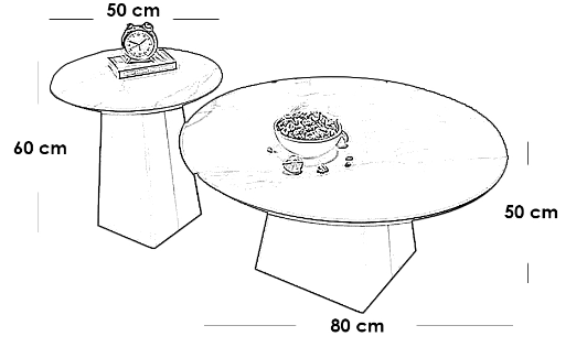 Iron, MDF and Marble wood Coffee Tables Set 2 Pieces - Black and White