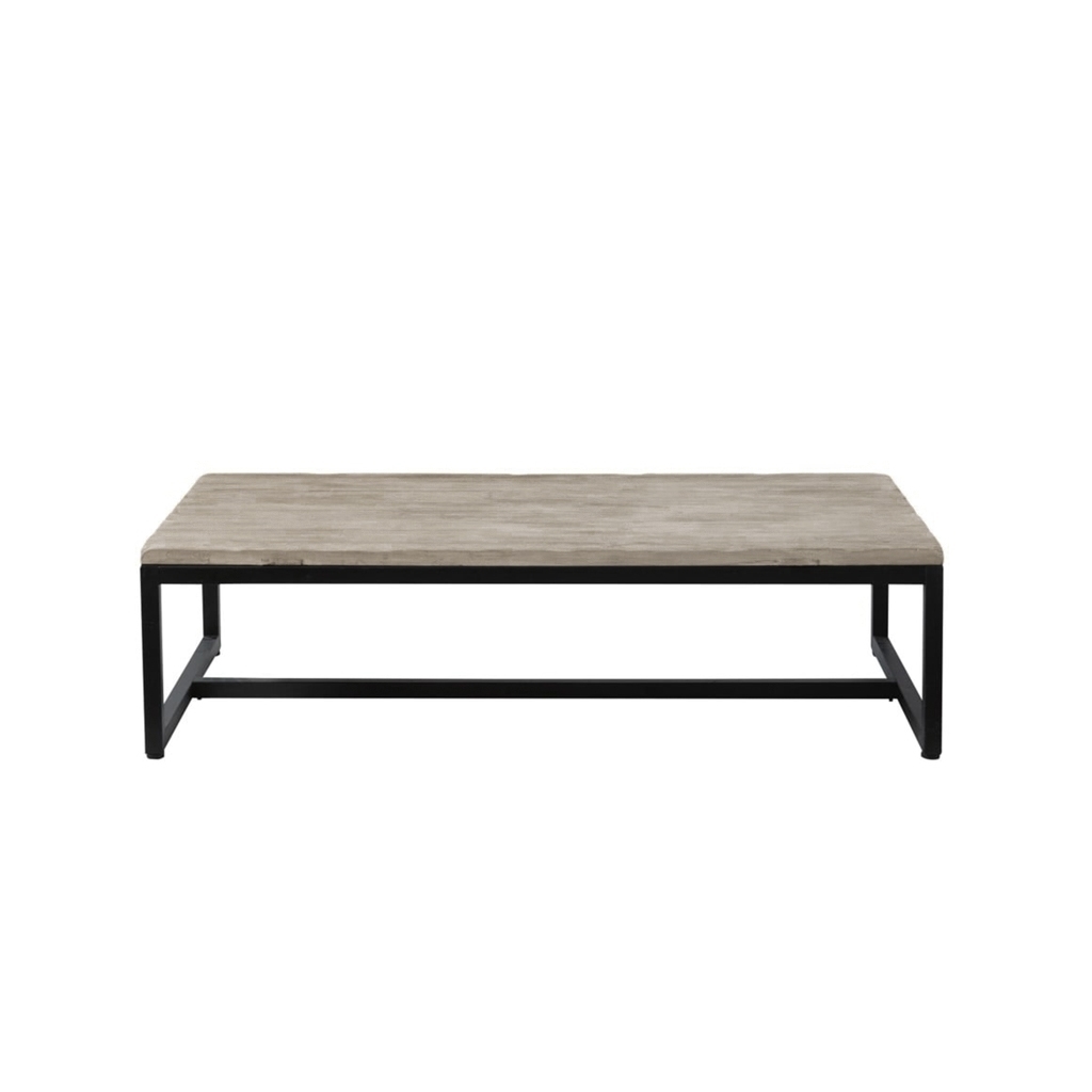 Iron, MDF and Marble wood Coffee Table Black and Grey - 120x60x45 cm
