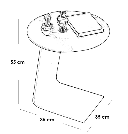 Iron, MDF and Marble wood Side Table Black and White - 35x35x55 cm