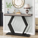 Iron and Alternative Marble Console Grey and Black - 130x40x100 cm