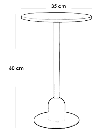 Iron, MDF and Marble wood Side Table Black and White - 35x35x60 cm