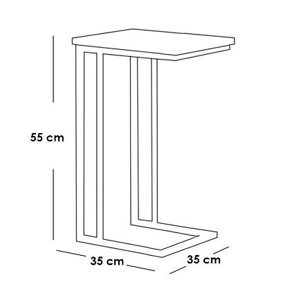 Iron and Glass Side Table Black - 35x35x55 cm