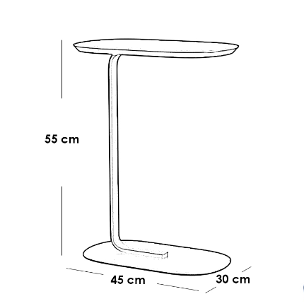 Iron, MDF and Marble wood Side Table White and Gold - 45x30x55 cm