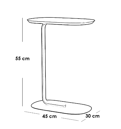 Iron and Mdf Wood Side Table Brown and Black - 45x30x55 cm