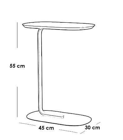 Iron, MDF and Marble wood Side Table Black - 45x30x55 cm