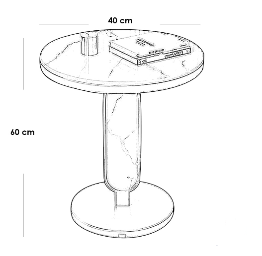 Iron, MDF and Marble wood Side Table White and Gold - 40x40x60 cm
