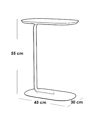 Iron, MDF and Marble wood Side Table Gold and White - 45x30x55 cm