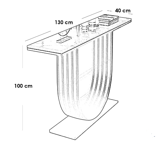 Iron and Alternative Marble Console Black and Gold - 130x40x100 cm