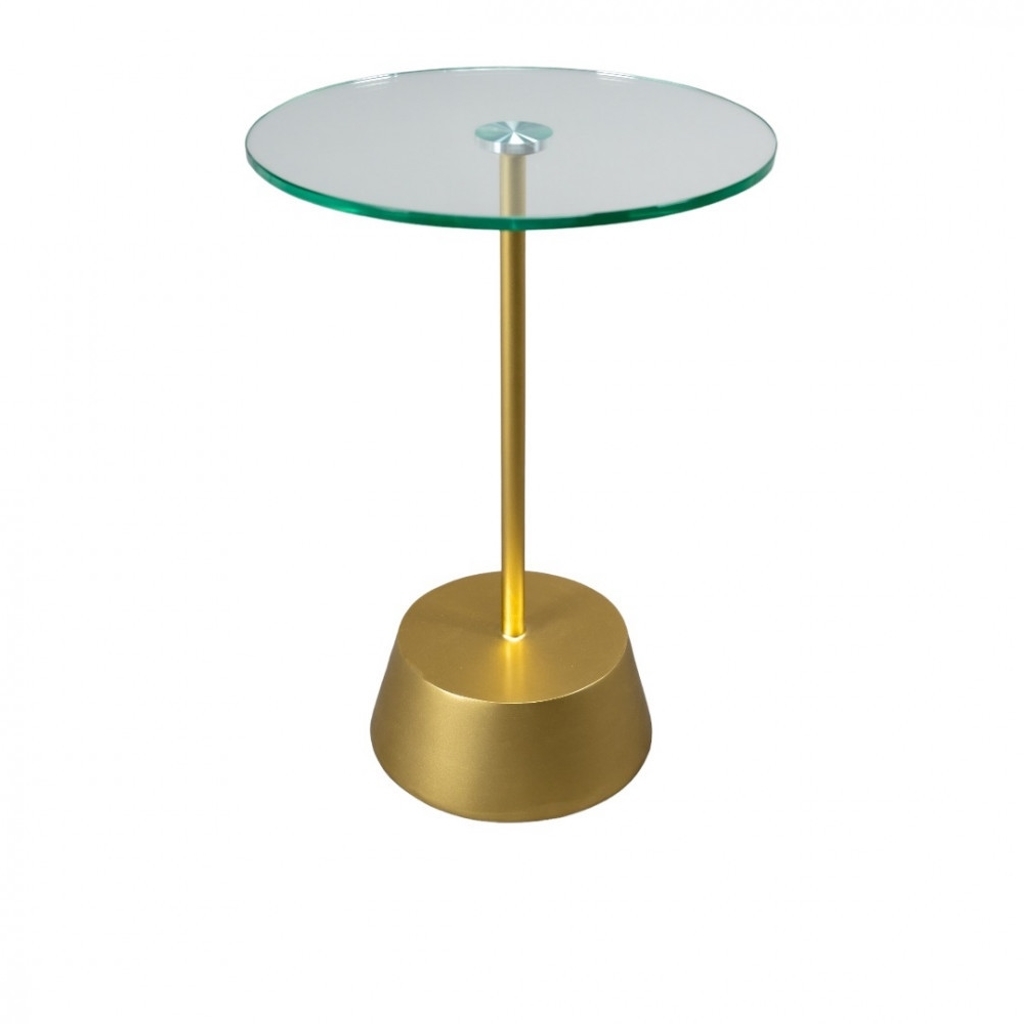 Iron and Transparent Glass Side Table Gold - 35x35x55 cm