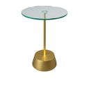 Iron and Transparent Glass Side Table Gold - 35x35x55 cm