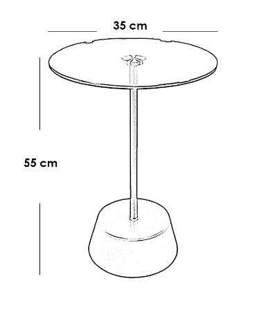 Iron and Transparent Glass Side Table Gold - 35x35x55 cm