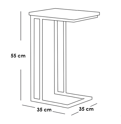 Iron and Glass Side Table Black - 35x35x55 cm