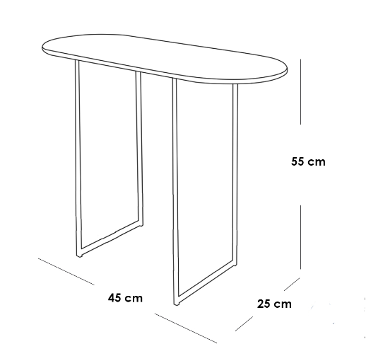 Iron, MDF and Marble wood Side Table Black and White - 45x25x55 cm