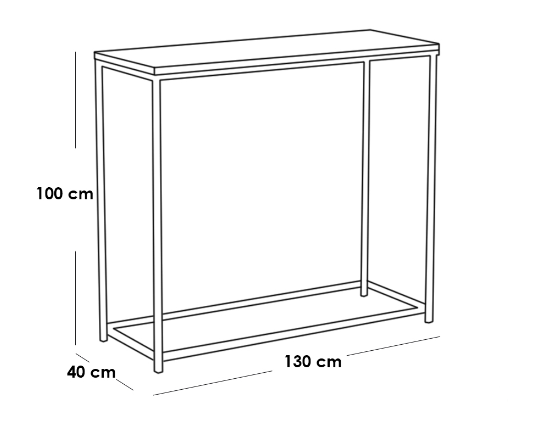 Iron, MDF and Marble wood Console Gold and White - 130x40x100 cm