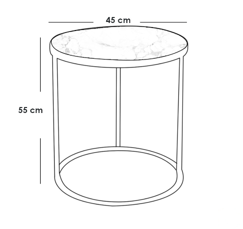 Side Table 45×55 cm - Black & White