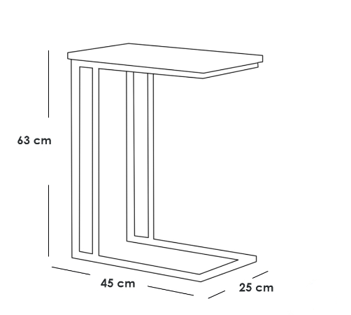 Side Table 45×25×63 cm - Black & Brown