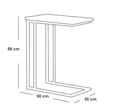 Side Table 50×30×58 cm - White & Gold

