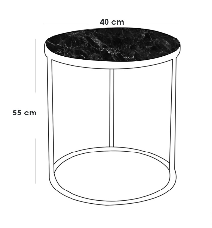 Side Table 40×55 cm - Black & Gold