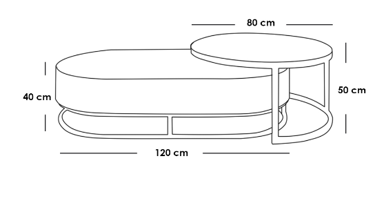 Coffee Tables Set - 2 Pieces - Brown & Gold 