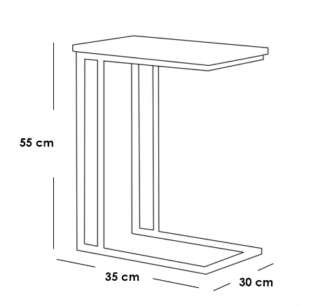 Metal and Marble wood Side Table Set 2 Pieces - Black and White