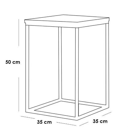 Metal and Engineered Wood Side Table Set 2 Pieces - Black and Brown