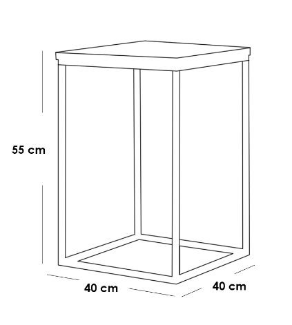 Metal and Engineered Wood Side Table Set 2 Pieces - Black and Brown