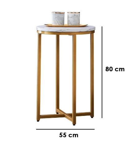 Side Table 55×80 cm - White & Gold