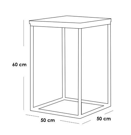 Metal and Marble Side Table Gold and White - 50x50x60 cm