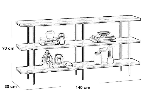 Engineered Wood and Iron Console Black and Brown - 140x30x90 cm