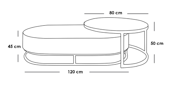 Coffee Tables Set - 2 Pieces - Brown & Gold 