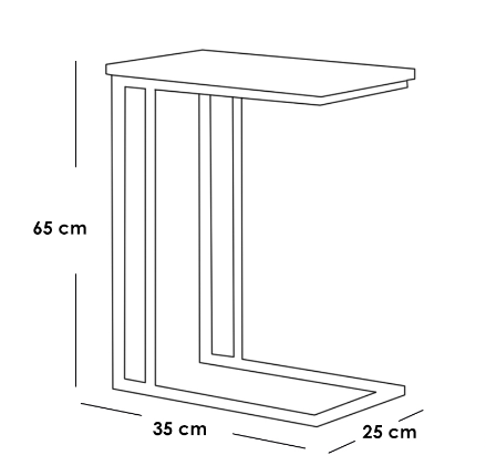 Side Table - Metal & Marble Wood - Brown & Black - 65x25x35 cm