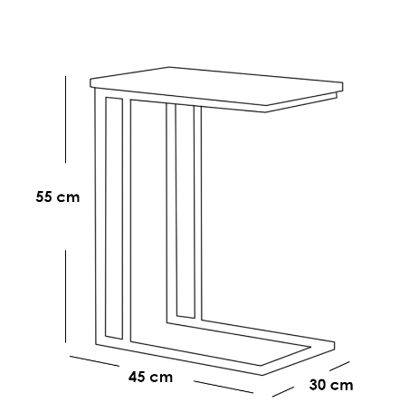 Metal and Engineered Wood Side Table Black - 45x30x55 cm