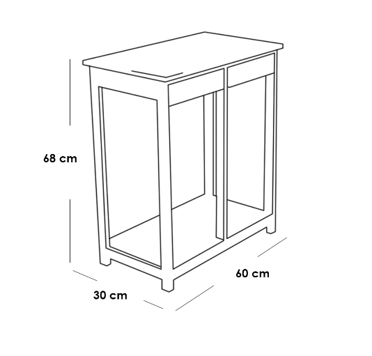 Metal and Glass Side Table Black - 60x30x68 cm