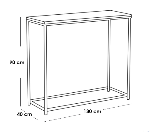 Console 90×130×40 cm - Beige & Silver 