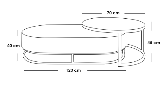 Coffee Tables Set - 2 Pieces - Black & White 