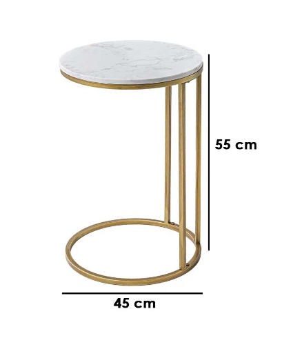 Side Table 55×45 cm - White & Gold